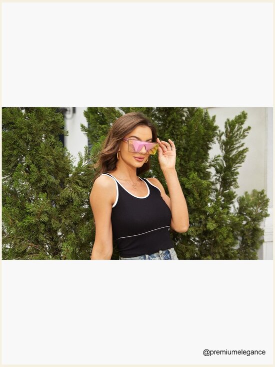Oversized Square Shield Sunglasses UV Protection main image 5